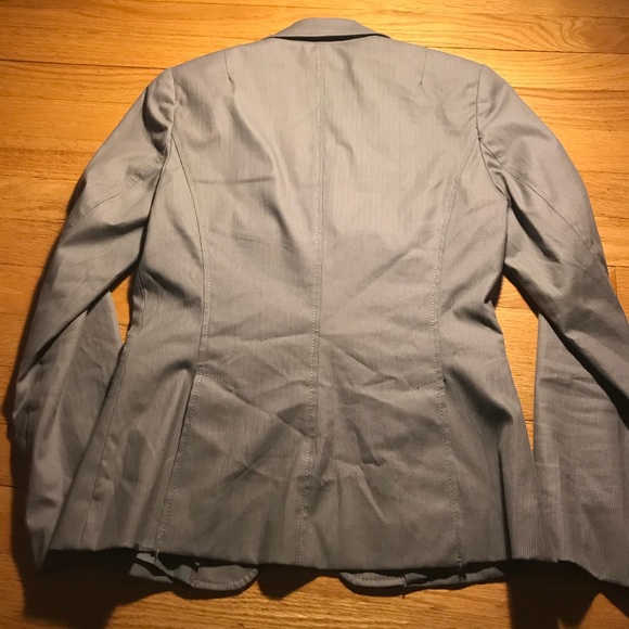 Banana Republic gray striped blazer Petite- Sz 0P - Picture 7 of 8
